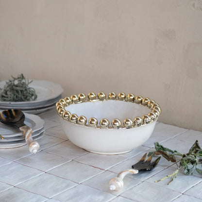 Gold-Electroplated Serving Bowl