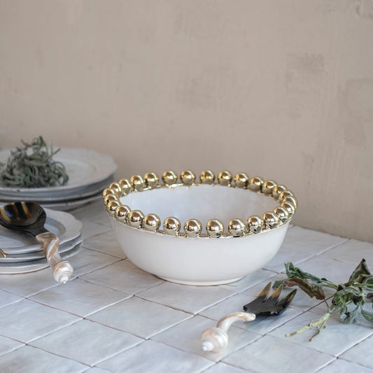 Gold-Electroplated Serving Bowl