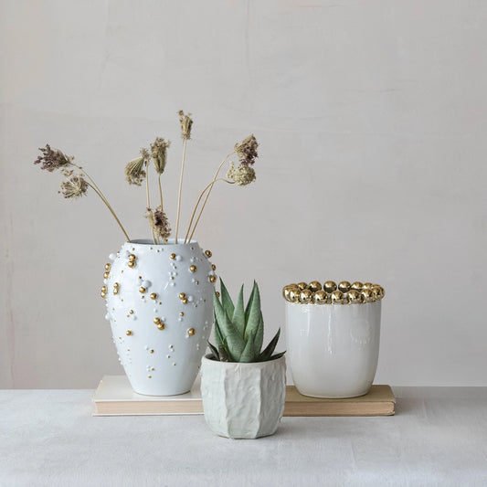 Gold-Electroplated Planter/Vase