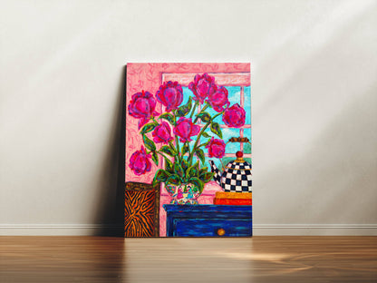 Tulips and Checks - Art Painting