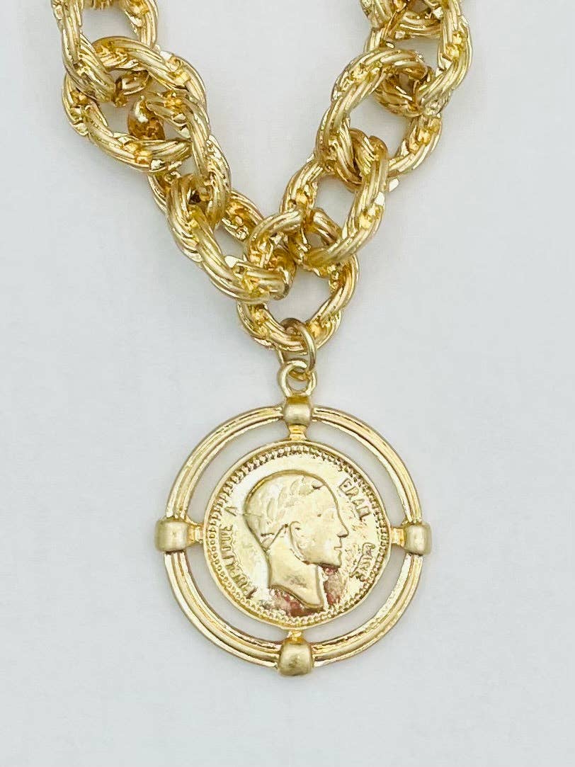 Twisted Link Coin Bracelet