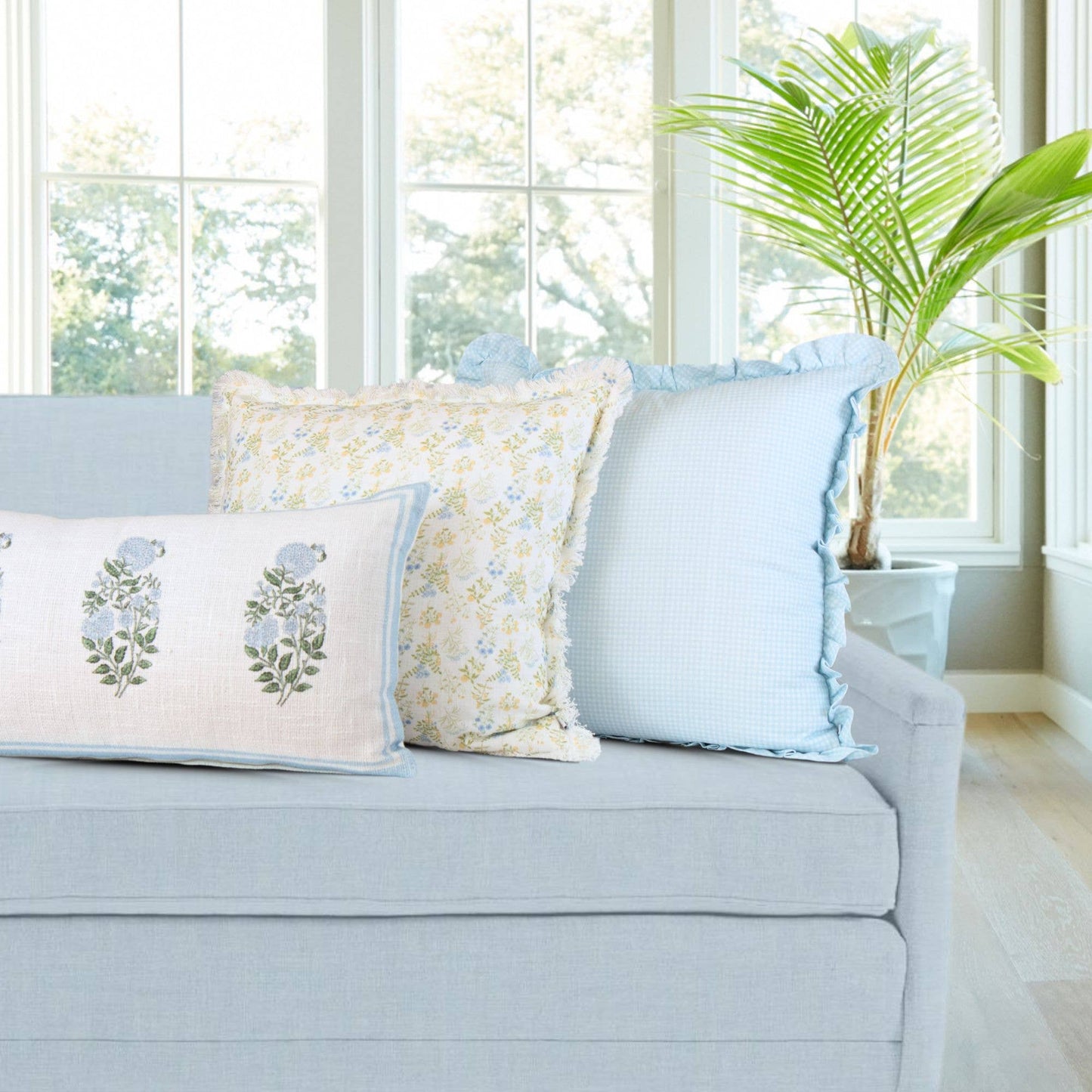 Violet Hand-Drawn Floral Pillow