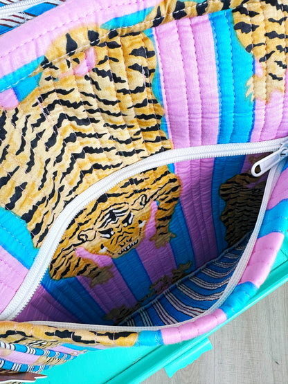 Handmade Quilted Duffle Bag - Cotton Candy Tiger Weekender
