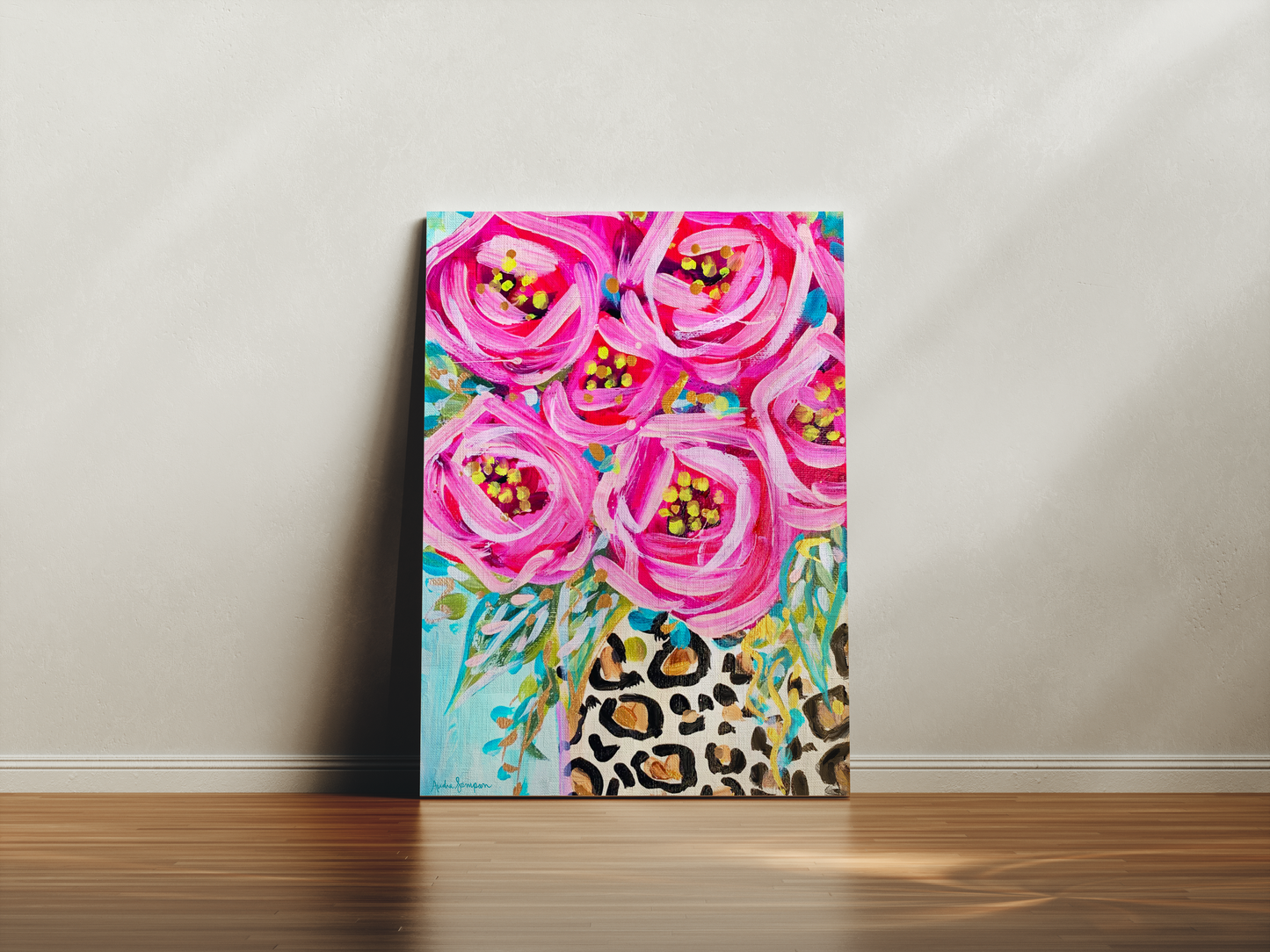 Leopard Rose Painting (5x7)